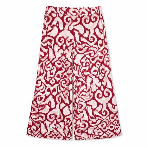 Soft Surroundings Wide Leg Pullon Pants Womens Size Medium Red White Print - Picture 1 of 9